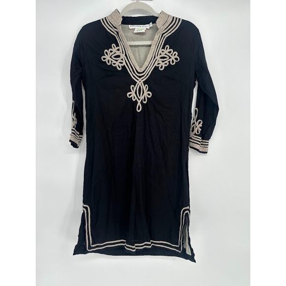 Gretchen Scott Women's Tunic Dress Black Size Medium Embroidered Pullover Cotton - Picture 1 of 7